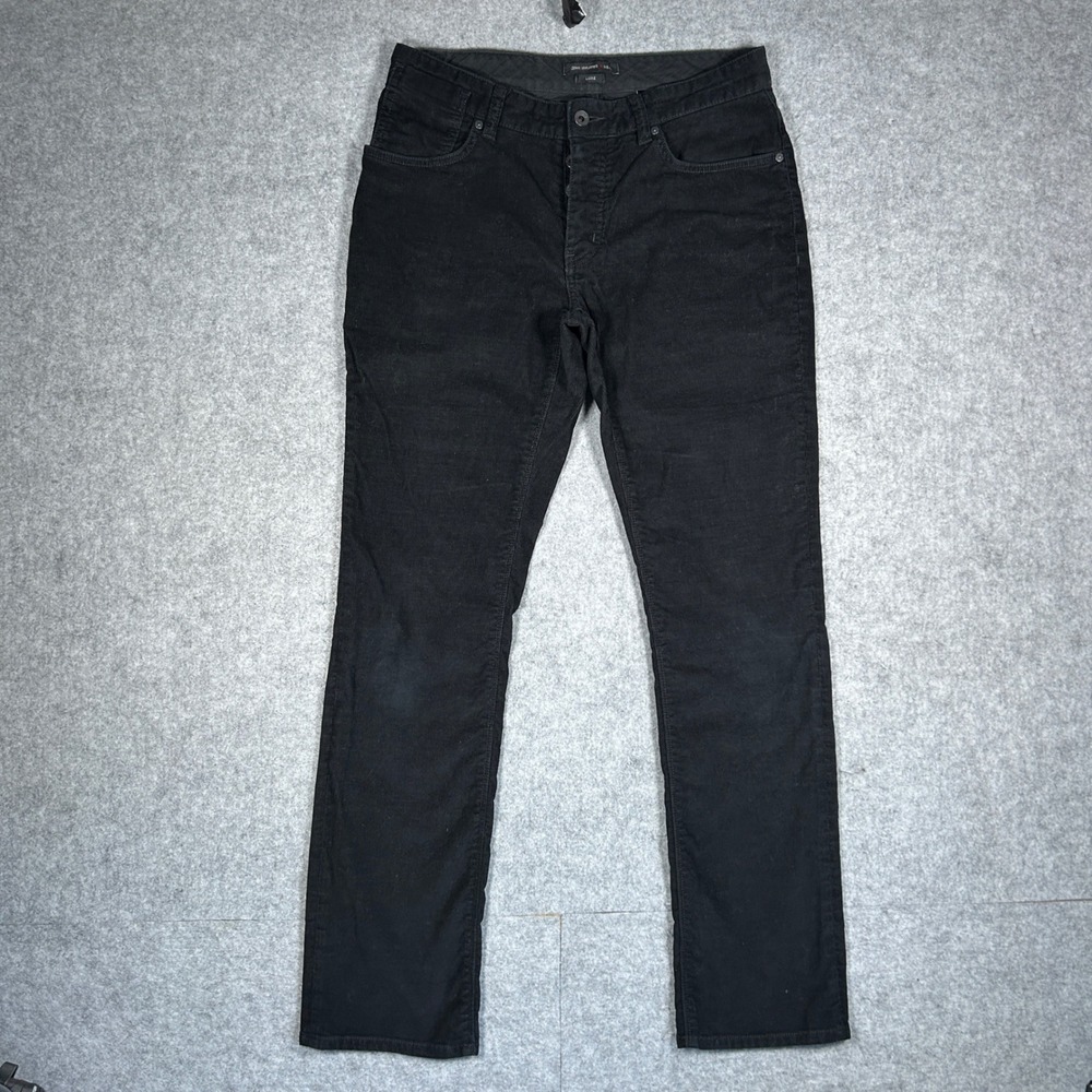 John Varvatos Corduroy Pants Mens 32RG Black Bowery Slim Fit Luxe Designer